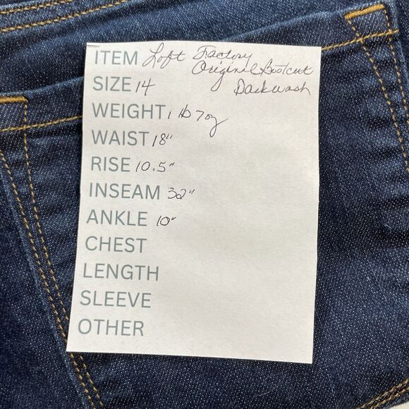 LOFT FACTORY Jeans Size 14 Blue Dark Wash ORIGINAL BOOTCUT Stretch Denim - Picture 11 of 11